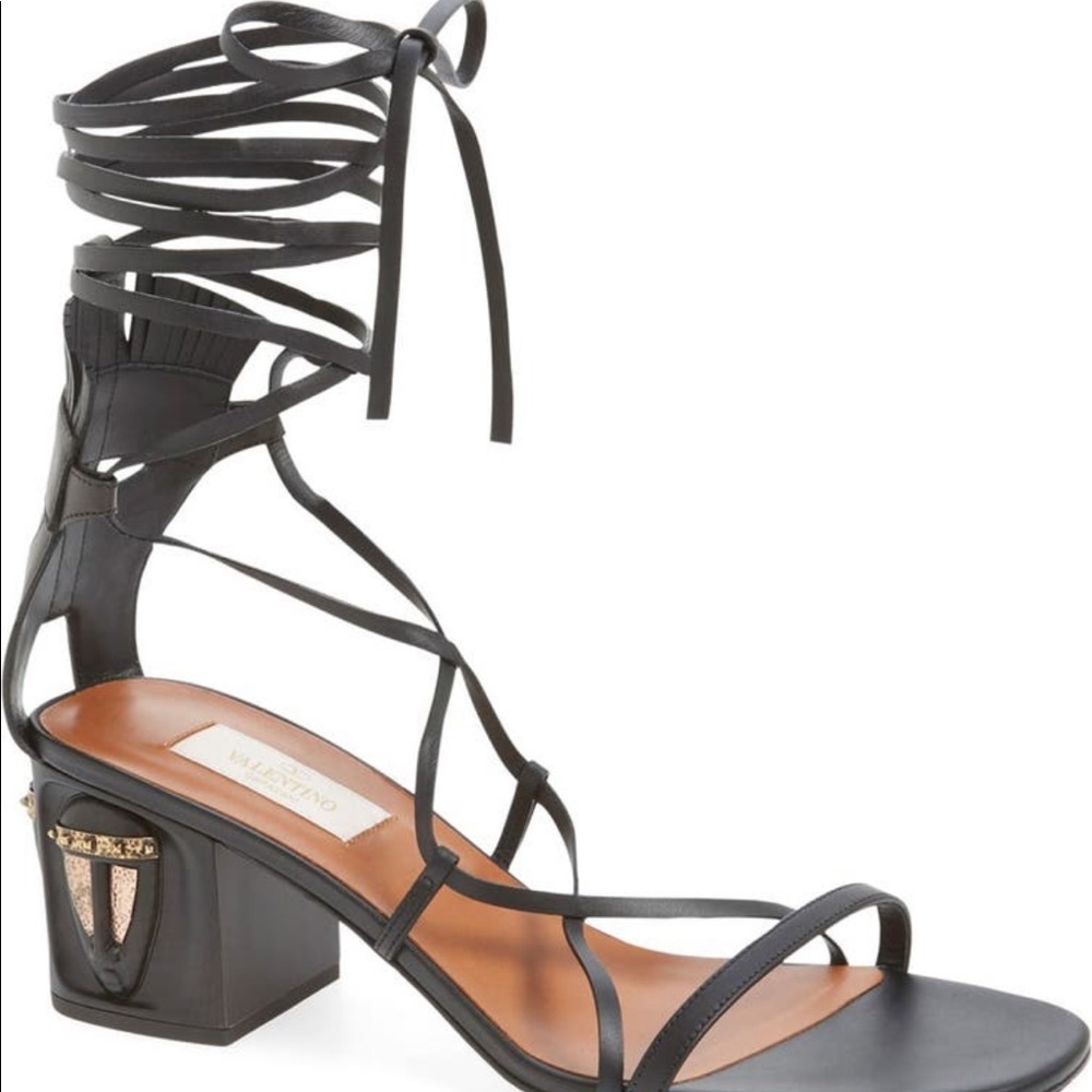 Valentino gladiator leather block heel sandal